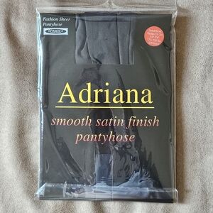 Adriana Satin Finish Pantyhose Queen Plus Size Off Black 1X-2X 5'0"-5'4"